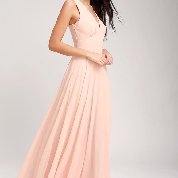 Lulu's NWT Here for Love Blush Sleeveless Maxi Dress bridesmaid formal dress L - Picture 2 of 12